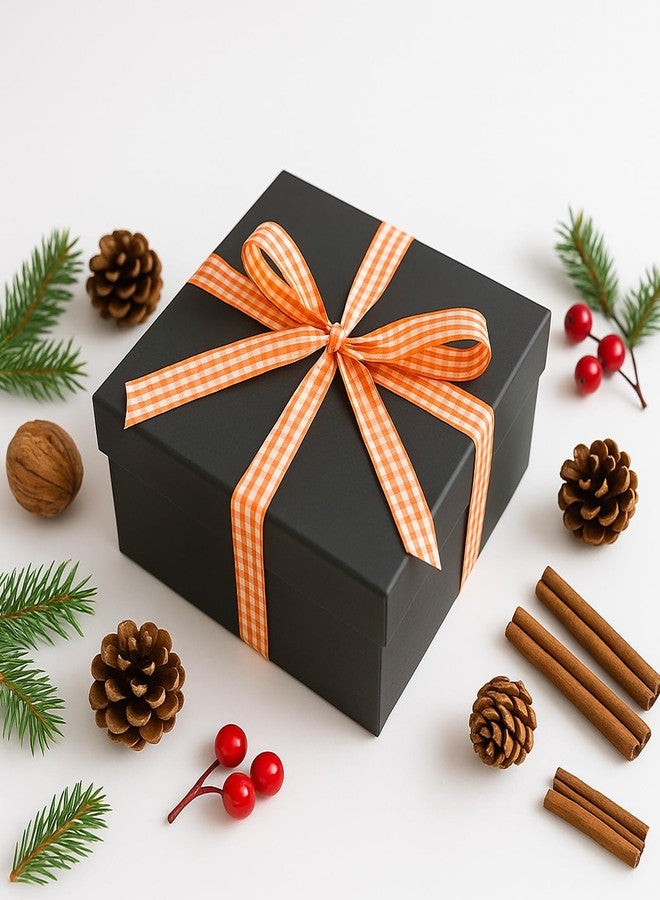 KINGLAKE Orange Gingham Ribbon - 5/8'' x 50 Yards Orange and White Ribbon for Gift Wrapping, Polyester Plaid Buffalo Checkered Ribbons for Crafts, Picnic and Party Decoration - Image 5